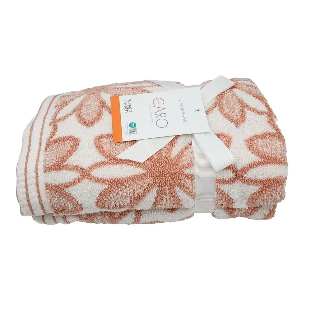 Caro Home 6pc Daisydays Cotton‎ Bath Towel Set 2Bath 2Hand 2Tip Rose And White